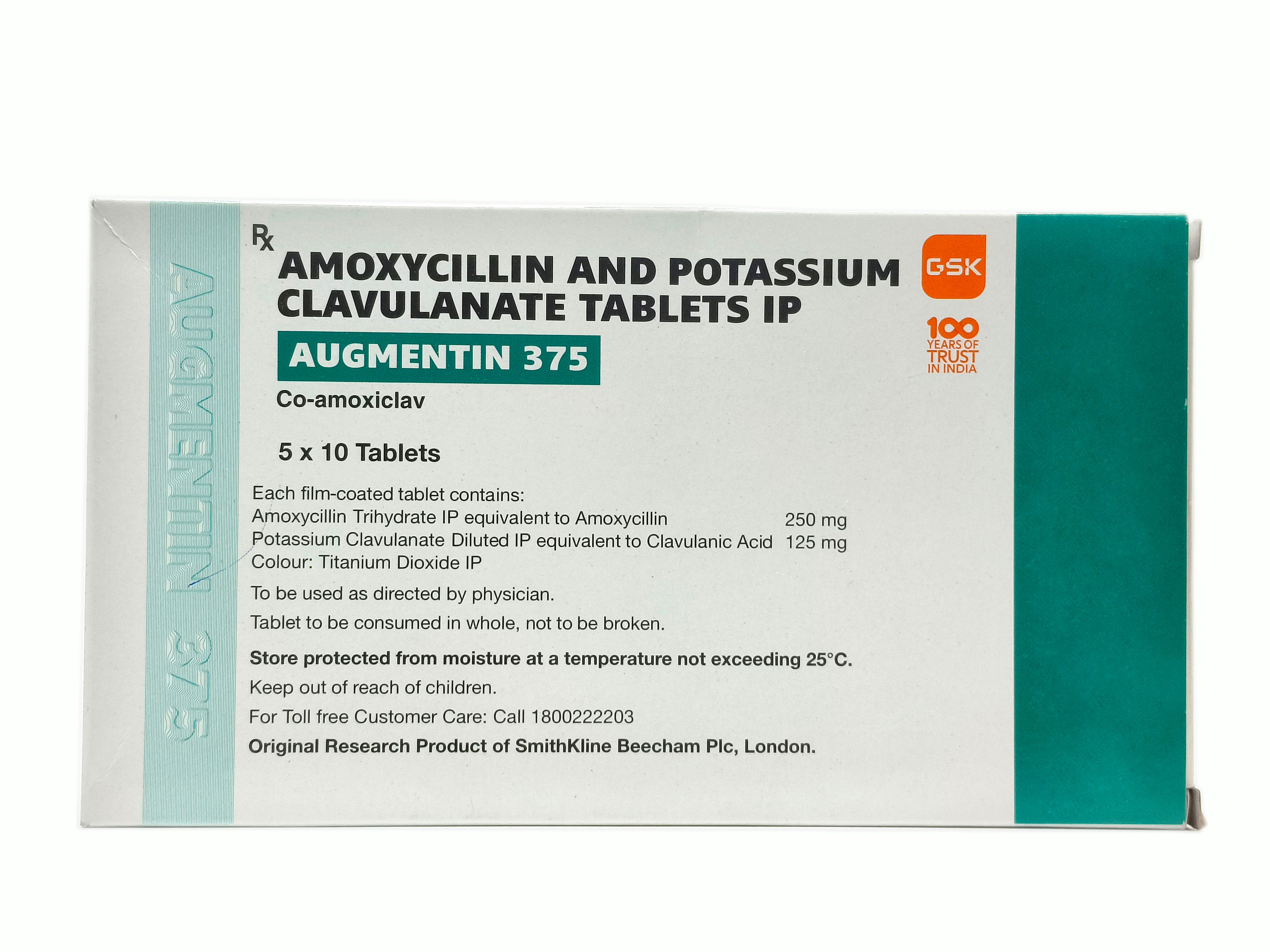 Augmentin 375 (Amoxicillin 250mg + Clavulanic acid 125mg)