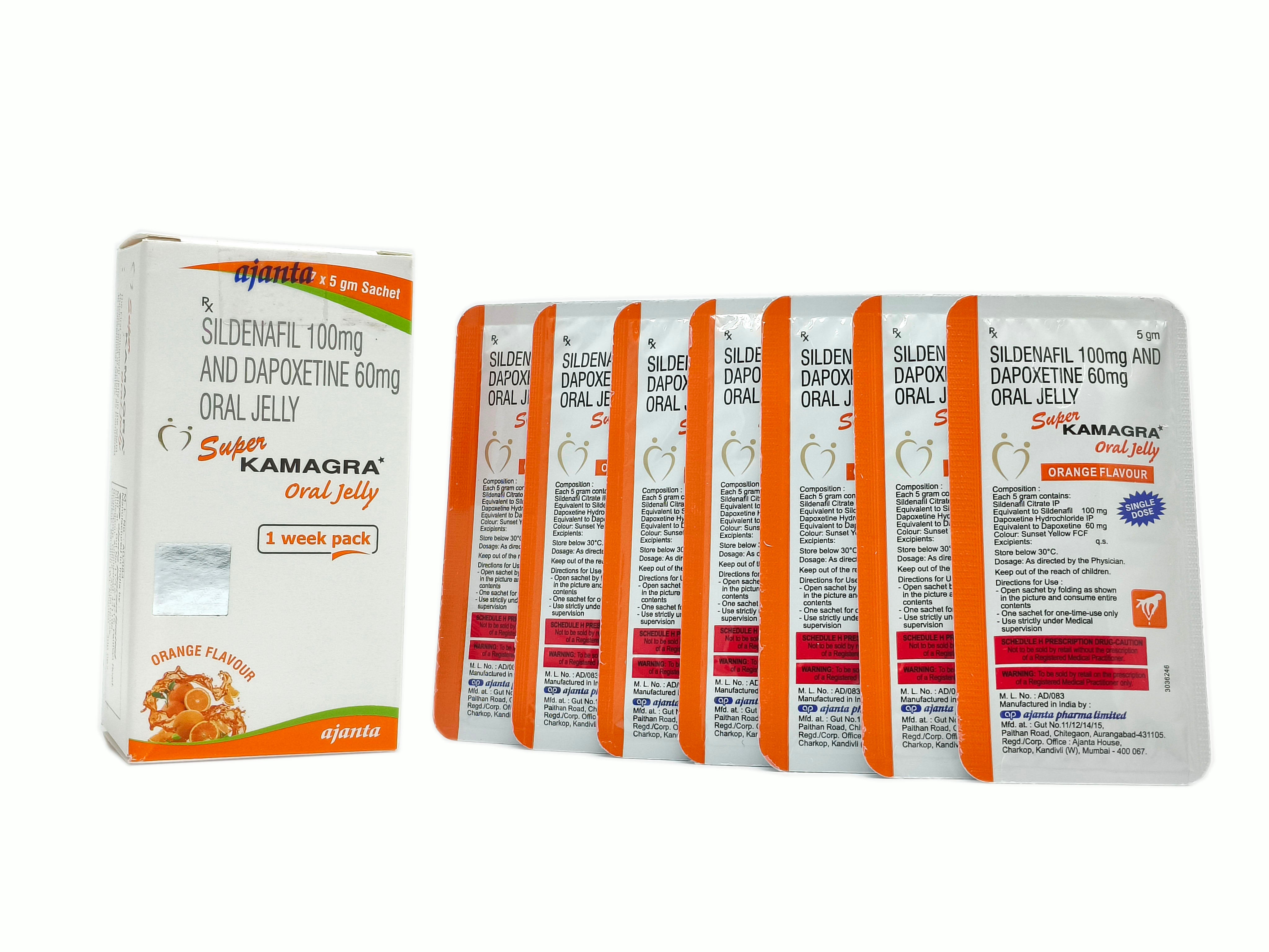 Super Kamagra Jelly (Sildenafil Citrate 100mg + Dapoxetine 60mg)
